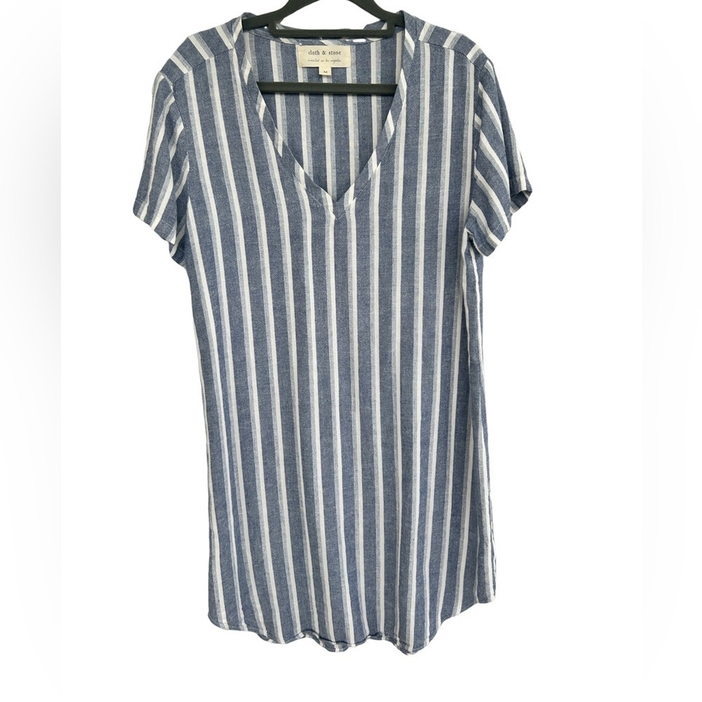3/$25 Anthropologie Cloth & Stone Linen Blend Loose Relaxed Fit Midi Shirt Dress - Picture 2 of 8